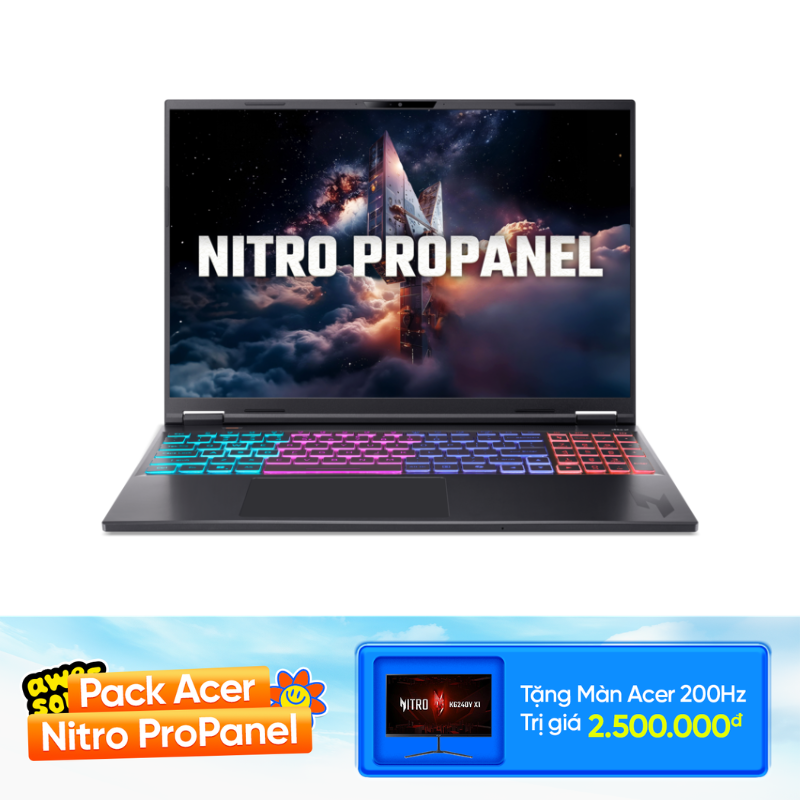 Laptop gaming Acer Nitro ProPanel AN16S-61-R193 (Ryzen 9 365/ RTX 5070/ 16GB/ 512GB/ 16.0" 2K/ Win 11)
