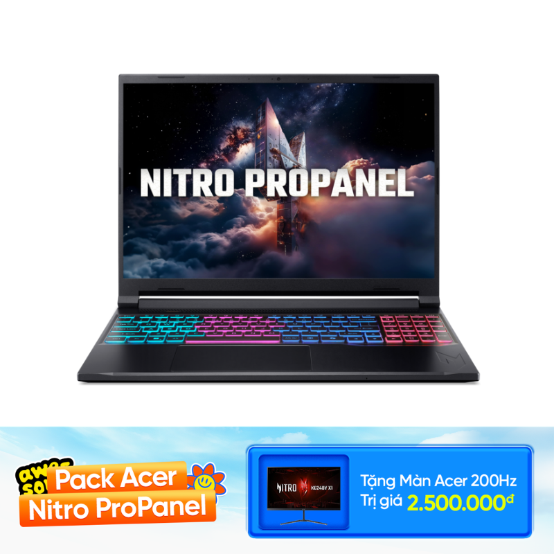 Laptop gaming Acer Nitro ProPanel ANV16S-41-R337 (Ryzen 7 260/ RTX 5050/ 16GB/ 1TB/ 16.0" WUXGA/ Win 11)