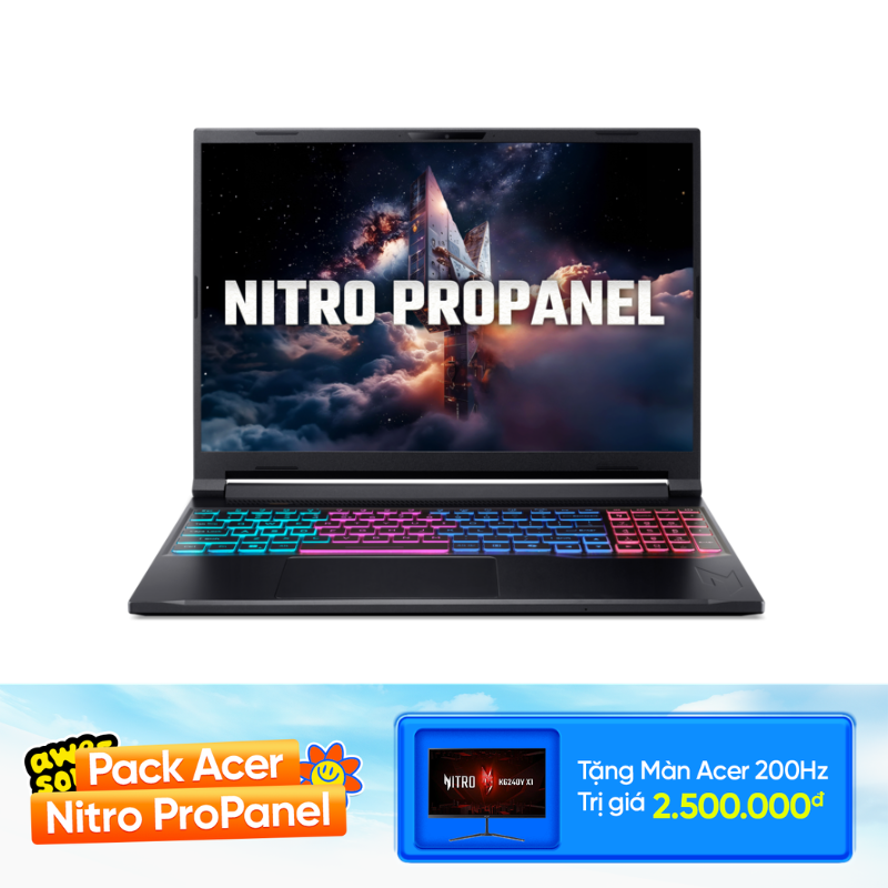 Laptop gaming Acer Nitro ProPanel ANV16S-61-R0B8 (Ryzen AI 5 340/ RTX 5050 8GB/ 16GB/ 512GB/ 16.0" FHD+/ Win11)