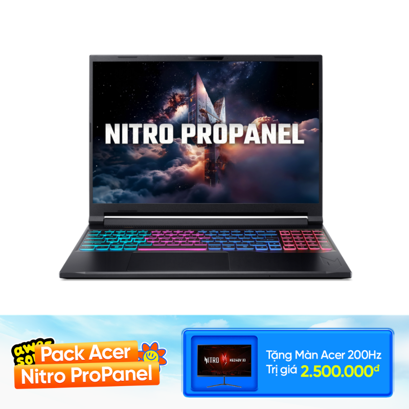 Laptop gaming Acer Nitro ProPanel ANV16S-71-58WQ (Core 5-210H/ RTX 5050/ 32GB/ 512GB/ 16" 2K+ IPS 180Hz/ Win 11)