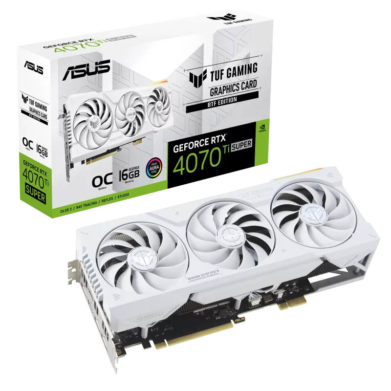 Card màn hình ASUS TUF Gaming GeForce RTX 4070 Ti SUPER BTF White OC Edition 16GB GDDR6X (TUF-RTX4070TIS-O16G-BTF-WHITE)