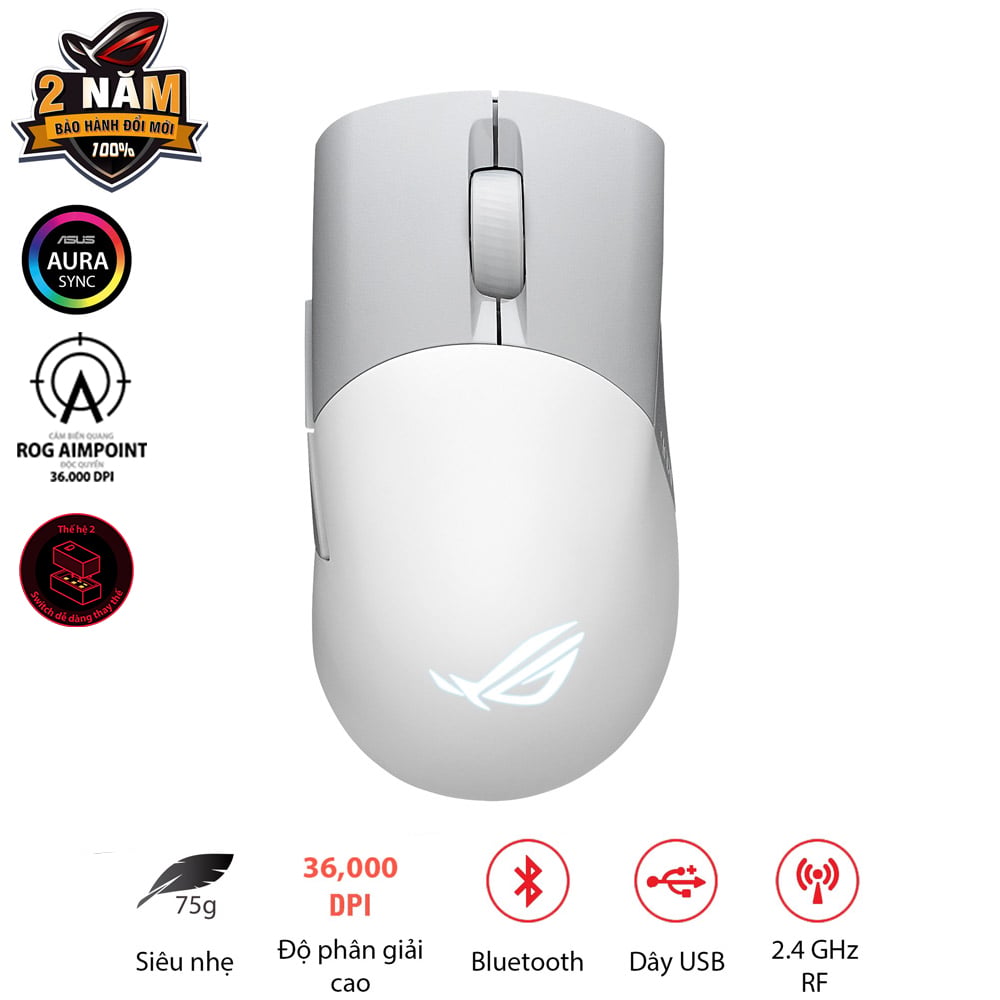 Chuột Asus Rog Keris Wireless Aimpoint White