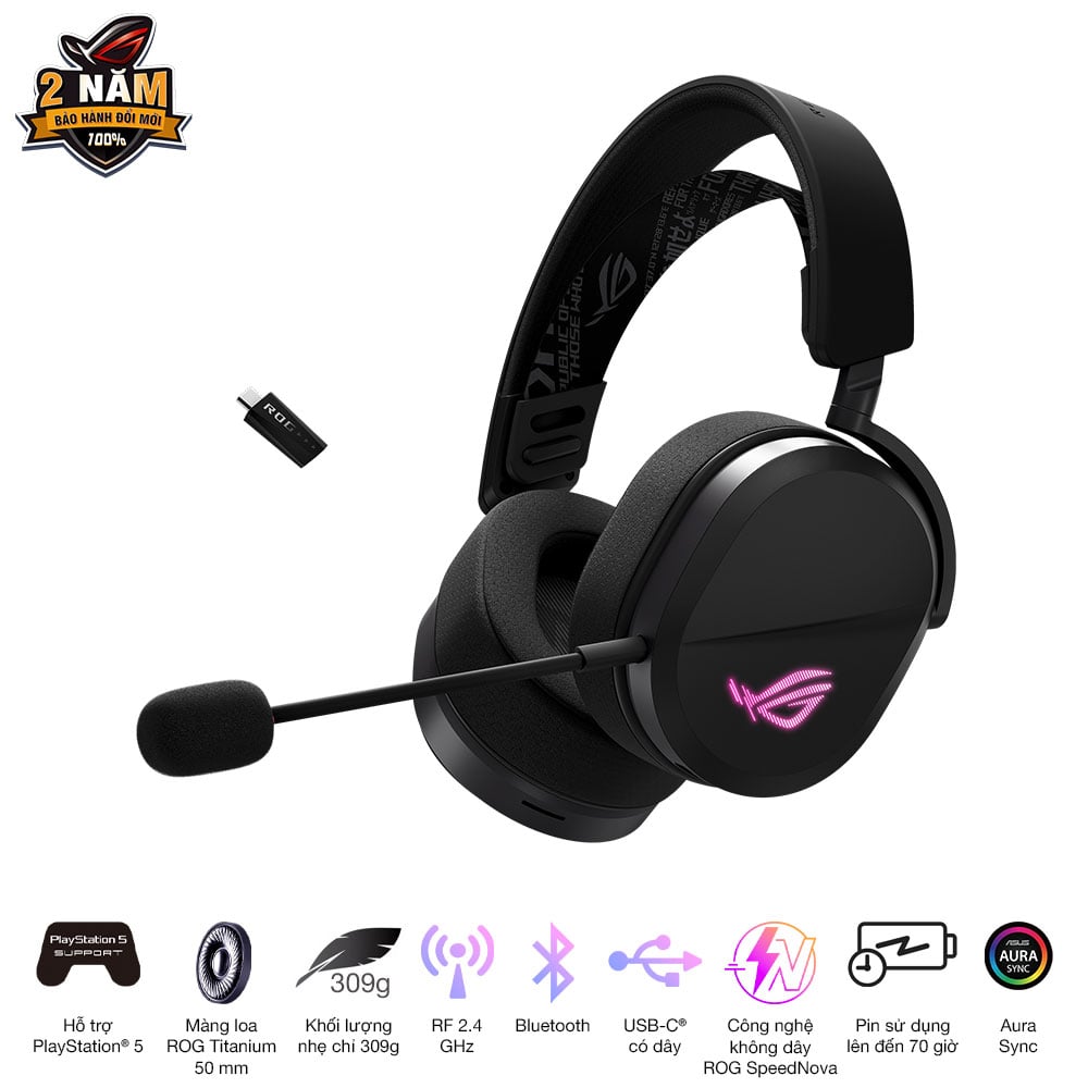 Tai nghe Asus ROG Pelta WL RGB Black